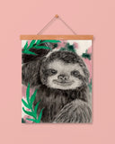 Nursery Print of a baby Sloth Painting by Irish Wildlife Artist Jessica Ivy