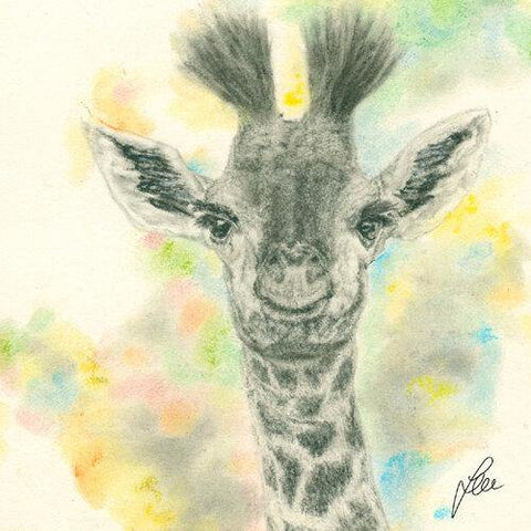 Nursery Print of a Baby Giraffe Painting by Irish Wildlife Artist Jessica Ivy