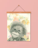Nursery Print of a Baby Orangutan Painting by Irish Wildlife Artist Jessica Ivy