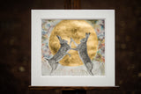 Original Painting of a fighting hares by Irish Wildlife Artist Jessica Ivy 