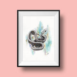 Print of a Snake Painting by Irish Wildlife Artist Jessica Ivy