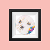 Limited Edition Print of buzzing bees Painting by Irish Wildlife Artist Jessica Ivy