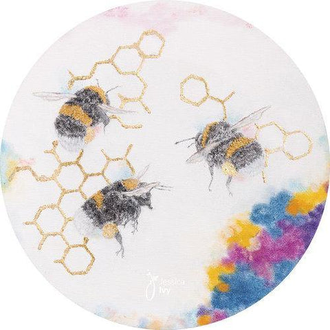 Limited Edition Print of buzzing bees Painting by Irish Wildlife Artist Jessica Ivy