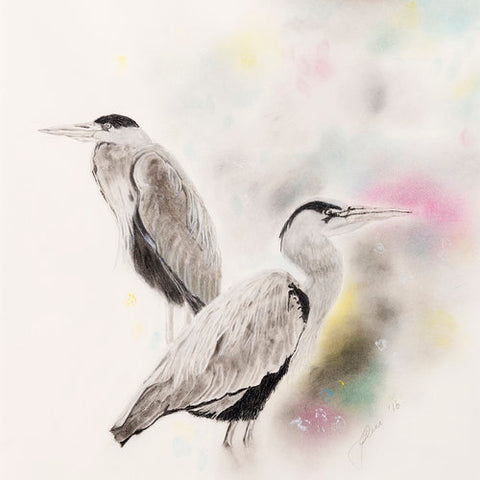 Limited Edition Print of Herons Painting by Irish Wildlife Artist Jessica Ivy