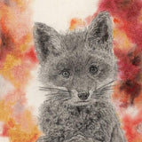 Original Painting of a baby Fox  by Irish Wildlife Artist Jessica Ivy