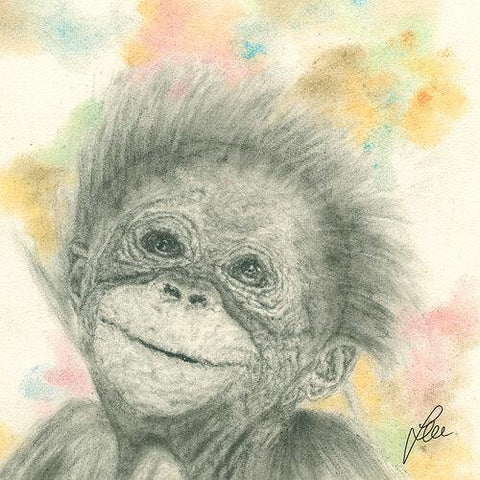 Nursery Print of a Baby Orangutan Painting by Irish Wildlife Artist Jessica Ivy