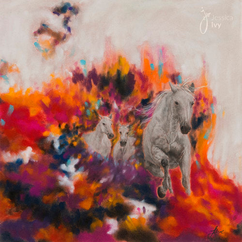 Limited Edition Print of Wild Horses Painting by Irish Wildlife Artist Jessica Ivy