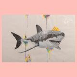 Limited Edition Print of a Great White Shark Painting by Irish Wildlife Artist Jessica Ivy